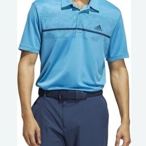 Addias Men’s Sz 2XL Chest Print Golf Polo Focus Blue Big Tall